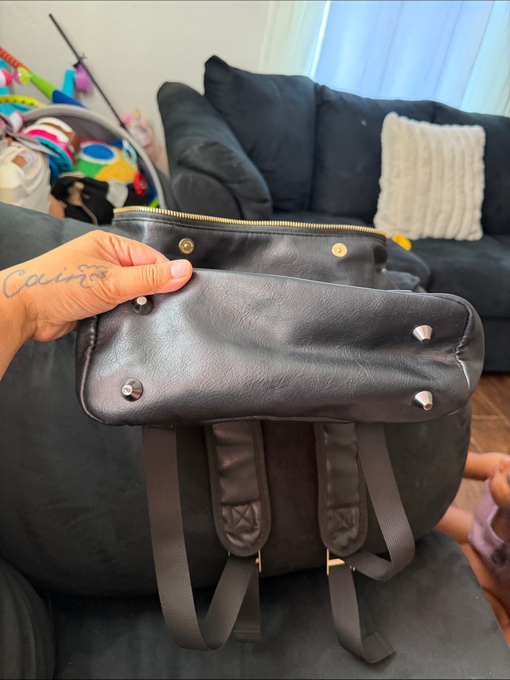 Versace Black Leather Backpack with Gold Hardware and Medusa Patch - Picture 5 of 5